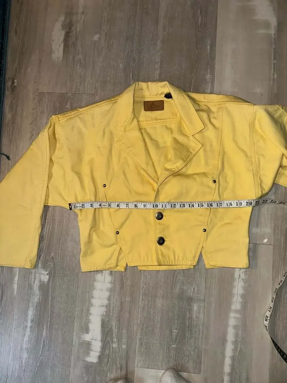 Lizwear Vintage 80s Yellow Denim Cropped Jacket with Gold Studs
